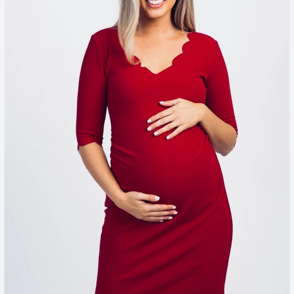 Pinkblush Red Ruched Maternity Sheath Dress